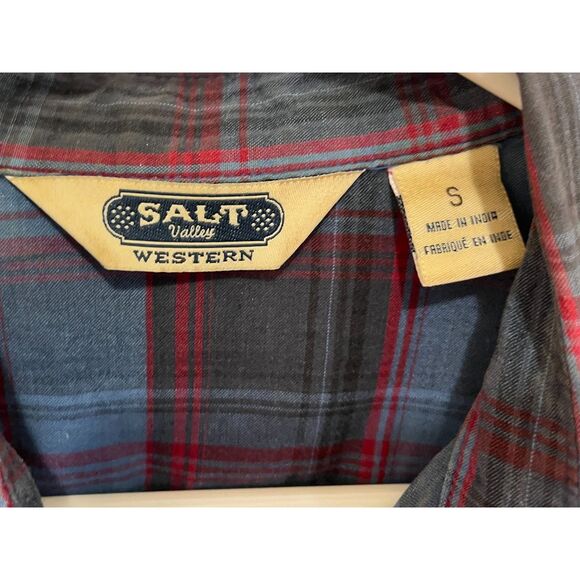Salt Valley Western Pearl Snap Blue Gray Button Up Shirt Top  Mens Size Small - Picture 4 of 10